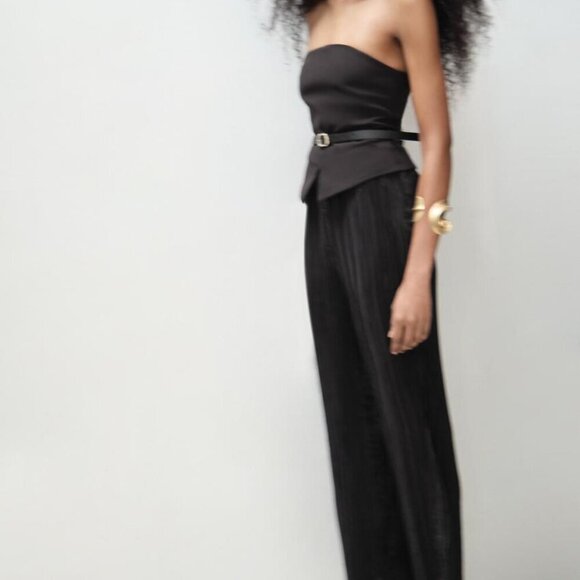 Zara BELTED MIXED PLEATED JUMPSUIT Size-M NEW WITH TAG! - Picture 3 of 7